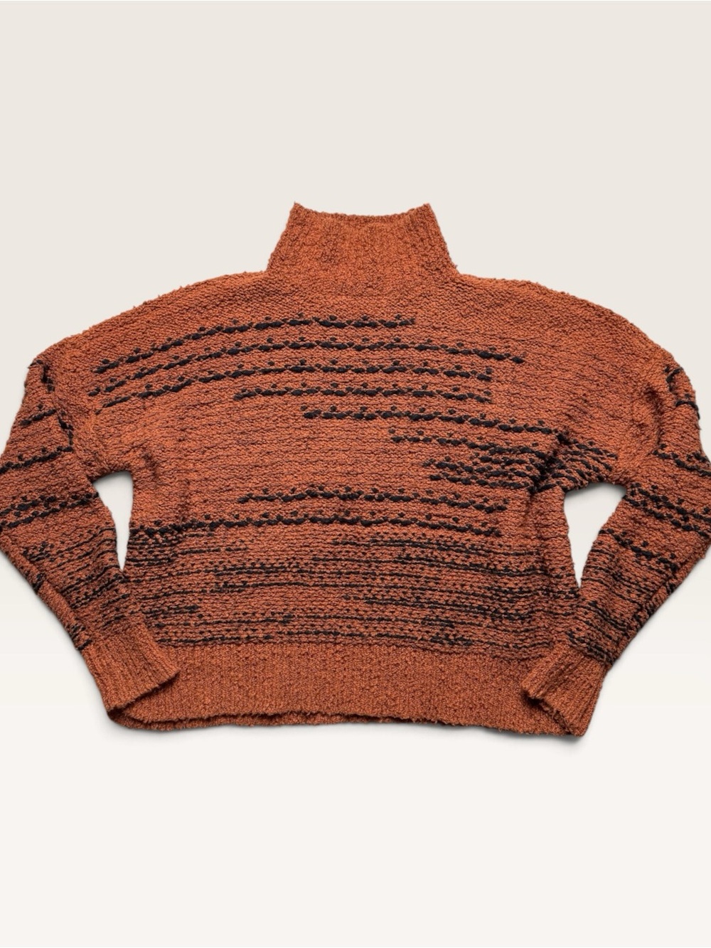 Knox Rose Boho Cropped Sweater Small Pumpkin Spice Fall Cozy Knit